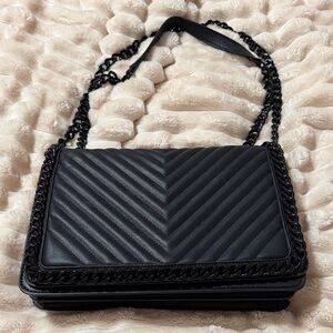 Aldo Black Quilted Chevron Chain Shoulder Bag